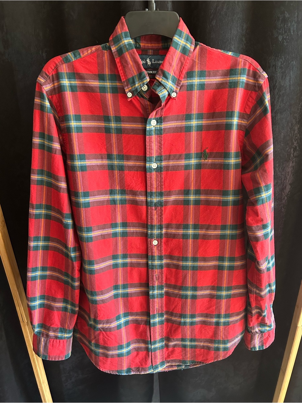 Ralph Lauren Red and Green Plaid Button-Down Shirt